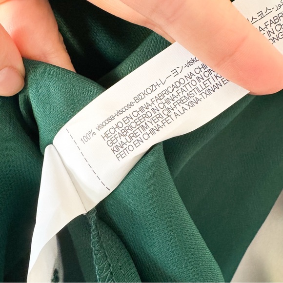 Zara Women's Emerald Satin Button-Down Shirt Size Small - Picture 7 of 8
